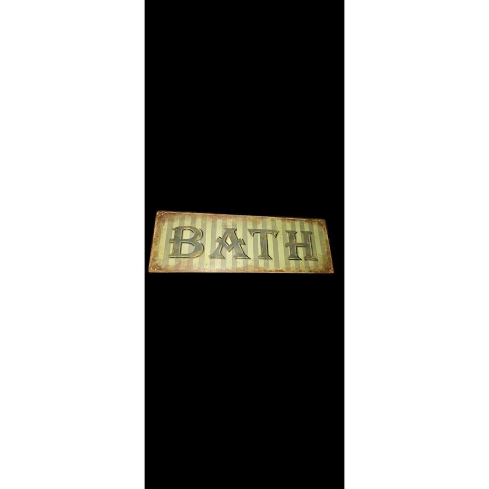 Bath Distressed Appearance Wall or Table Top Decor Metal Plaque Sign